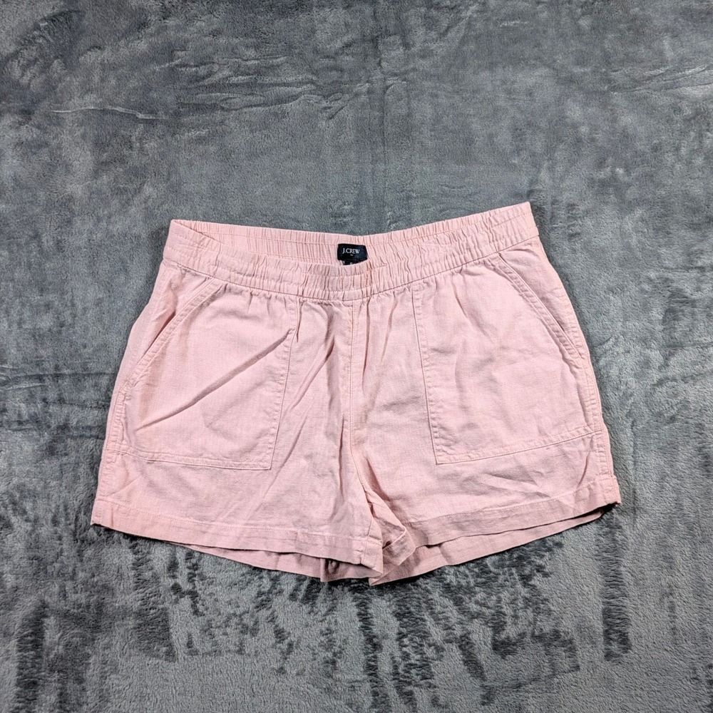 J.Crew Womens Linen Blend Pull On Patch Pocket Shorts Size S Pink Summer Casual